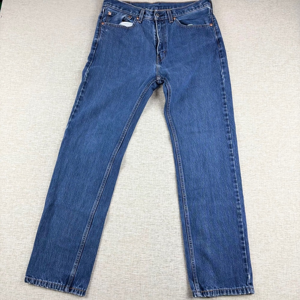Levis 505 Mens 34x34 Light Distress Jeans Festival ** Vintage Style ** Denim